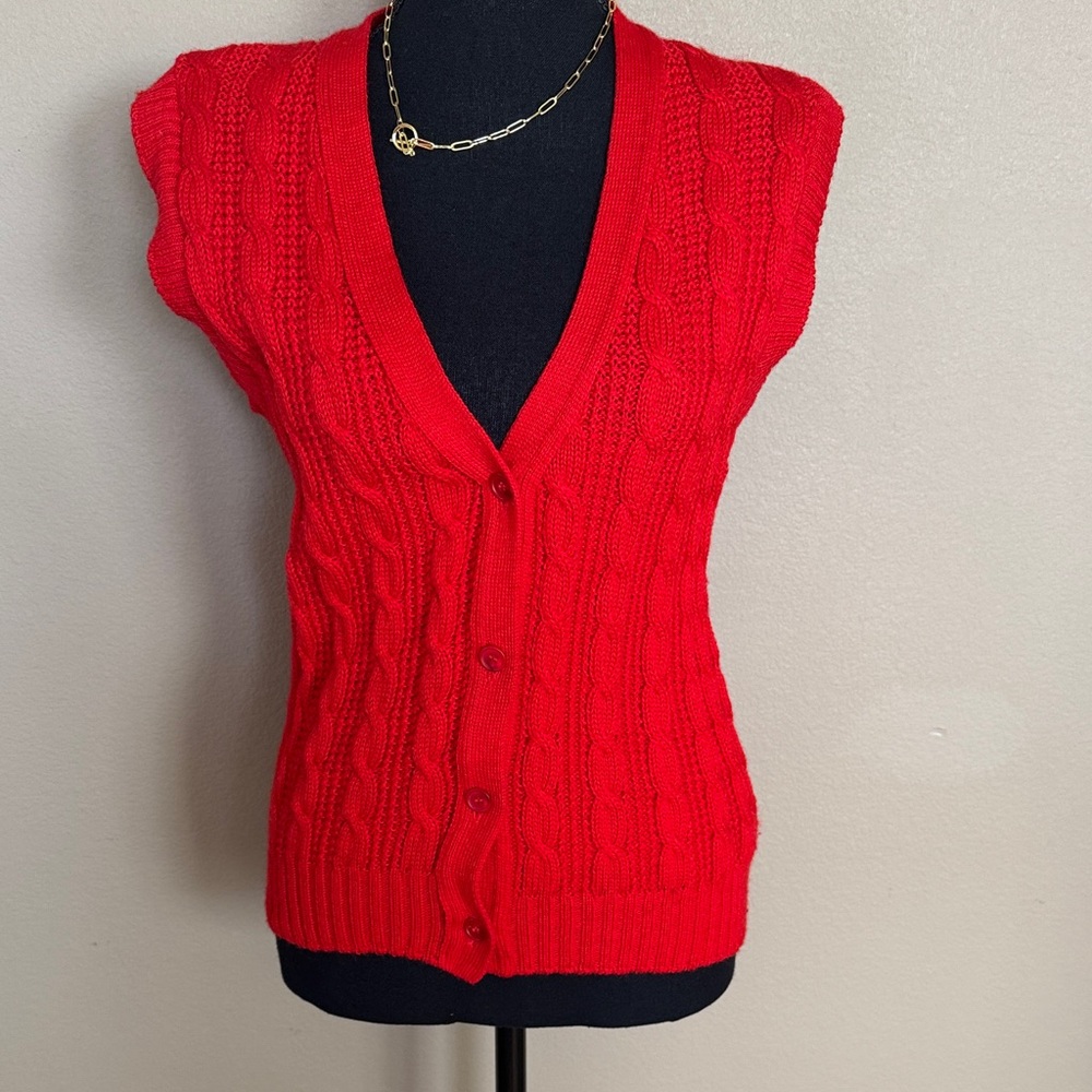 Pendleton Red V-Neck Cable Knit Sweater